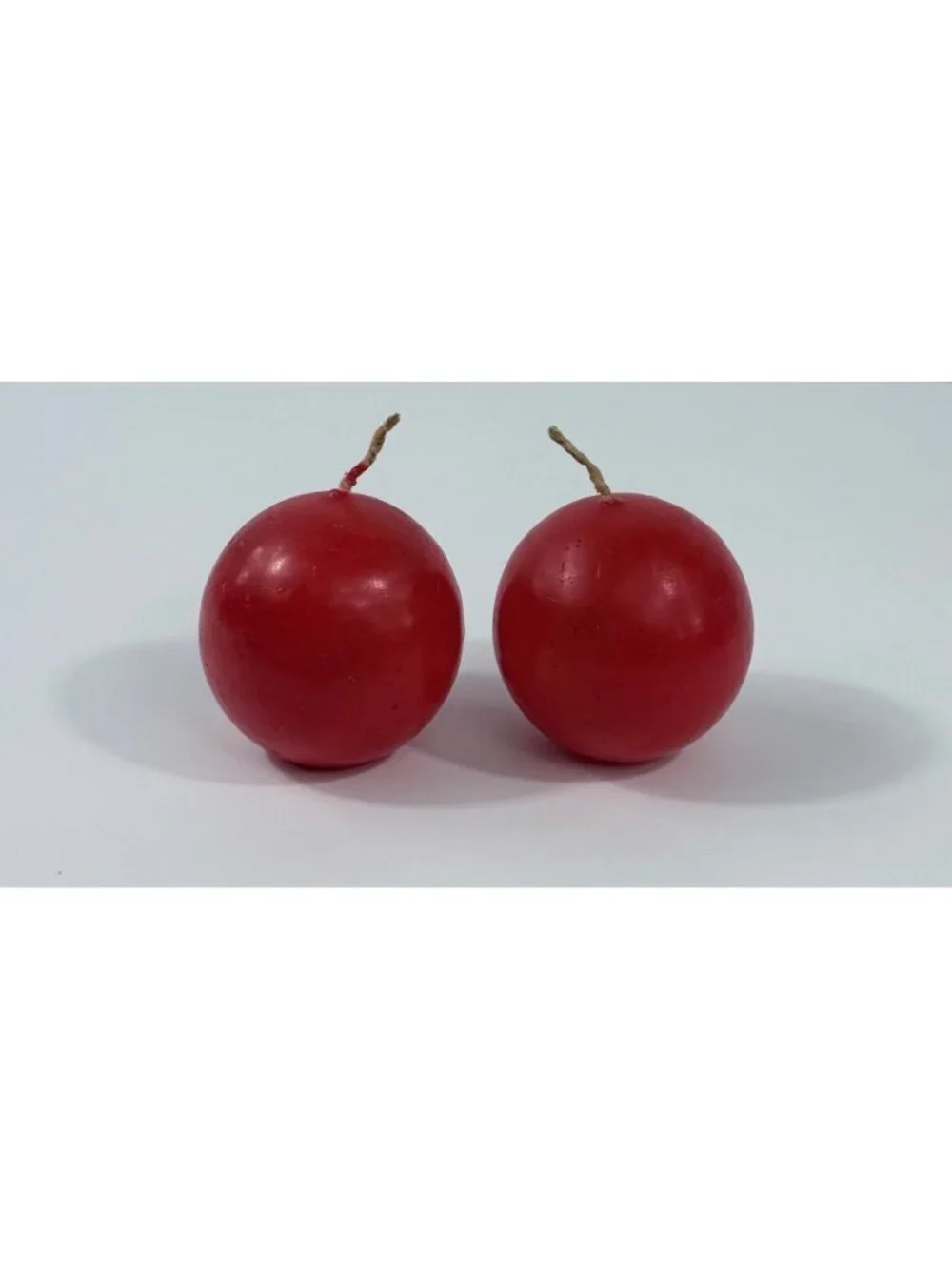 Vintage 1970s Round Scandinavian MCM Red Parrafin Spherical Ball Candles Set Of